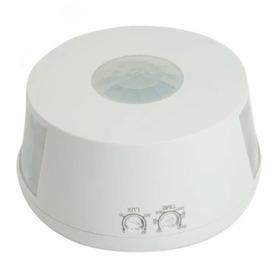 датчик движения и освещенности 2000w 30m 360°(верт.) белый sen19