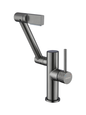 смеситель "longran" techno lm1111, нерж. сталь/серый