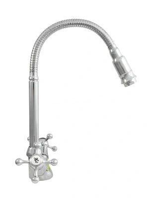 смеситель для кухни jgn aguarius 0402.980 двухвентильный c гибким изливом цвет хром