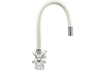 смеситель для кухни jgn chameleon 0402.140 двухвентильный c гибким изливом цвет белый