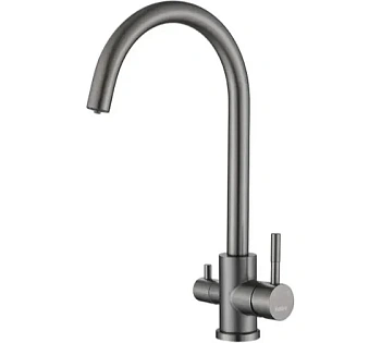 смеситель для кухни hb43828-3 однорычажный с каналом питьевой воды цвет оружейная сталь