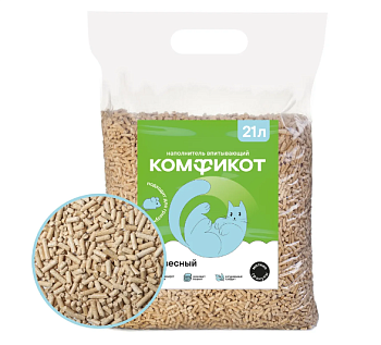 комфикот наполнитель древесный впитывающий, мелкие гранулы, 21 л
