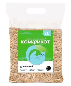 комфикот наполнитель древесный впитывающий, крупные гранулы, 21 л