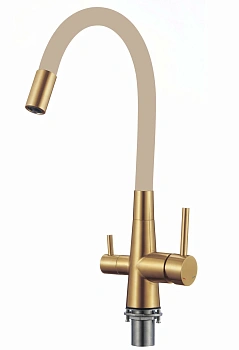 смеситель для кухни 4603-15-001 однорычажный с вытяжной лейкой цвет матовое золото