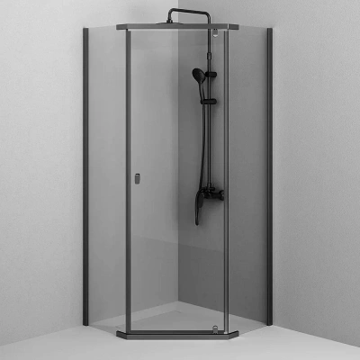 душевое ограждение am.pm sunny без поддона 90x90 профиль черный матовый