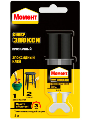 клей эпоксидный момент супер эпокси прозр.шпритц, 6 мл