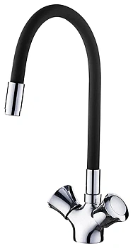 смеситель для кухни l4022-2 однорычажный с гибким изливом цвет хром черный