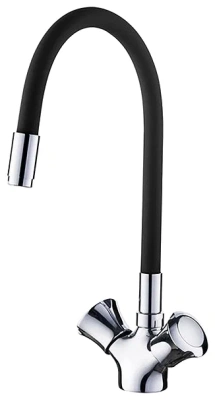 смеситель для кухни l4022-2 однорычажный с гибким изливом цвет хром черный