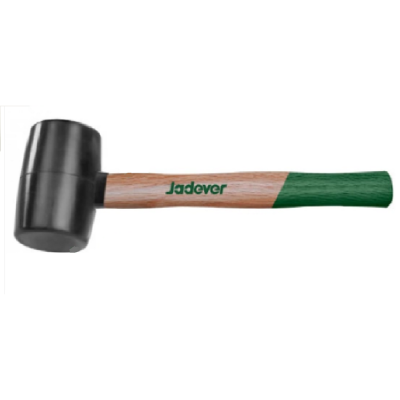киянка резиновая черная jadever 450г, деревянная рукоятка