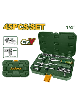 набор головок 1/4" и бит с трещоткой 45 предметов jadever