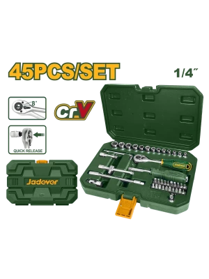 набор головок 1/4" и бит с трещоткой 45 предметов jadever
