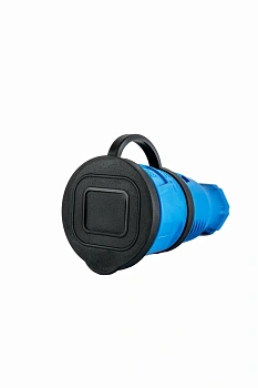 розетка переносная с крышкой каучук 2p+pe 230v 16а ip44 синяя dynel