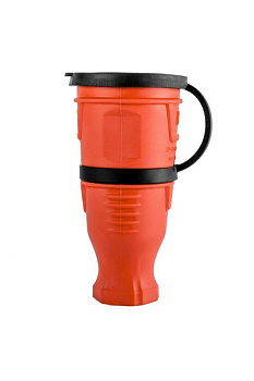 розетка переносная с крышкой каучук 2p+pe 230v 16а ip44 красная dynel