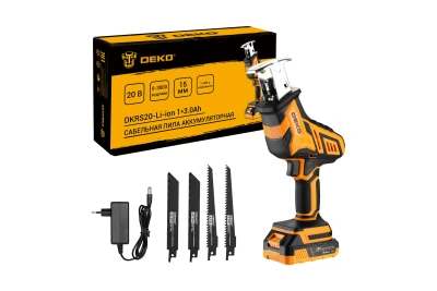 пила сабельная аккумуляторная deko dkrs20-li, 20в, li-ion 1х3ач