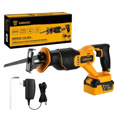 пила сабельная аккумуляторная deko dkrs20, 20в, li-ion 1х4ач