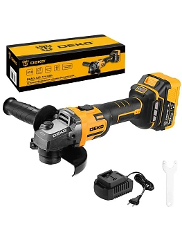 ушм аккумуляторная бесщеточная deko dkag-125, 20в, li-ion 4ач, 125мм