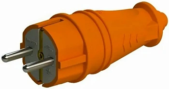 вилка прямая каучук 2p+pe 230v 16а ip44 оранжевая dynel