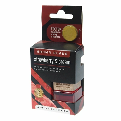 ароматизатор подвесной в стеклянном флаконе ag-09 "strawberry&cream" серии "aroma glass" (томный аромат клубники с ледяными сливками)