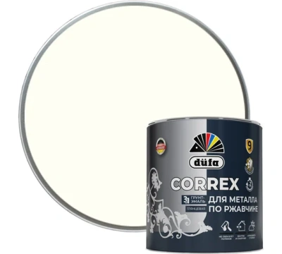 "dufa" грунт-эмаль correx 3в1 для металла по ржавчине ral-9010 белый матовая, 0,75л