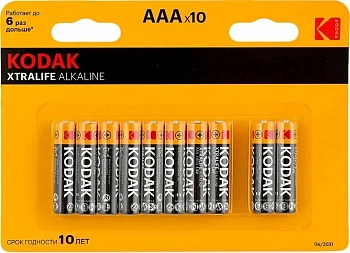 батарейки kodak lr03-8+2bl xtralife alkaline [k3a-8+2] (120/480/38400)