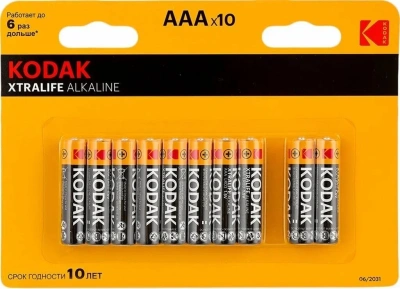 батарейки kodak lr03-8+2bl xtralife alkaline [k3a-8+2] (120/480/38400)