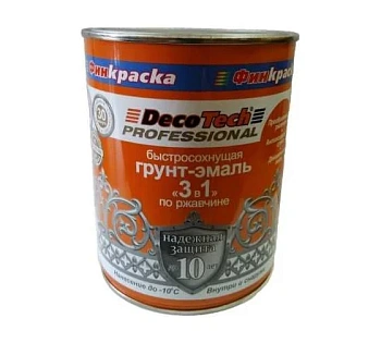 грунт-эмаль 3в1 decotech , черная под ral9005, 10
