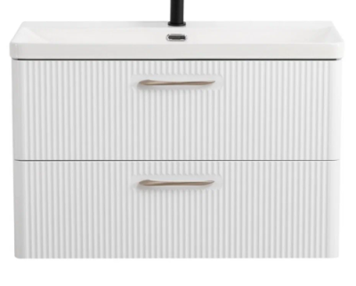 тумба подвесная due 80см 2 ящика цвет bianco lucido с раковиной bb-8076-3-80