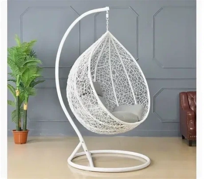 качели кокон капля ротанг белый
