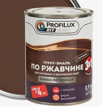 грунт-эмаль по ржавчине 3 в 1 "profiluxdiy" (сделай сам) коричневая, 0,9кг