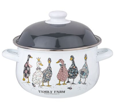 кастрюля agness эмалированная с эмал.крышкой серия "family farm", 2.8 л, 20*12 см