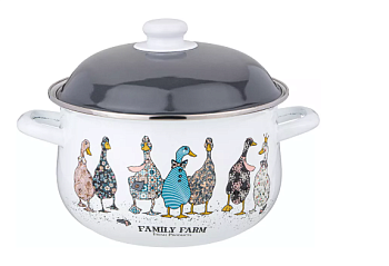 кастрюля agness эмалированная с эмал.крышкой серия "family farm", 3.6 л, 22*13 см