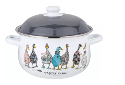 кастрюля agness эмалированная с эмал.крышкой серия "family farm", 3.6 л, 22*13 см