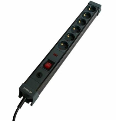 сетевой фильтр 6-местный с/з 3x1мм2, 5 м, 250в, 16а, серия techno, hm22-61-05, белый