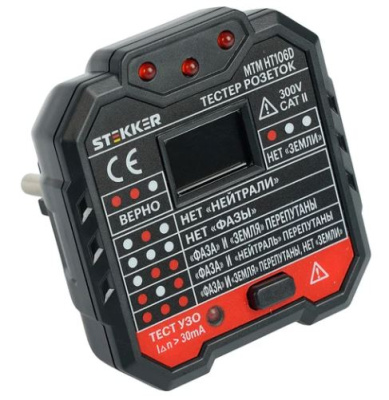 тестер розеток и узо, питание от сети 230v, черный, mtm ht106d