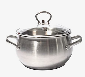 кастрюля goldhouse из нержавеющей со стеклянной крышкой 18х10,5см,2,9л.(4)