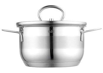 кастрюля goldhouse из нержавеющей стали со стеклянной крышкой 12х7см.,0,7л.(8)