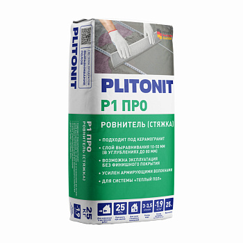 высокопрочная стяжка пола plitonit р1 pro 25 кг
