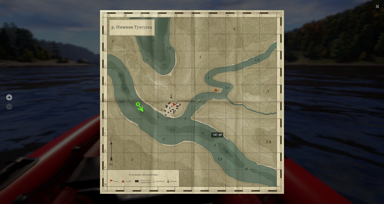 Карта — Река Нижняя Тунгуска