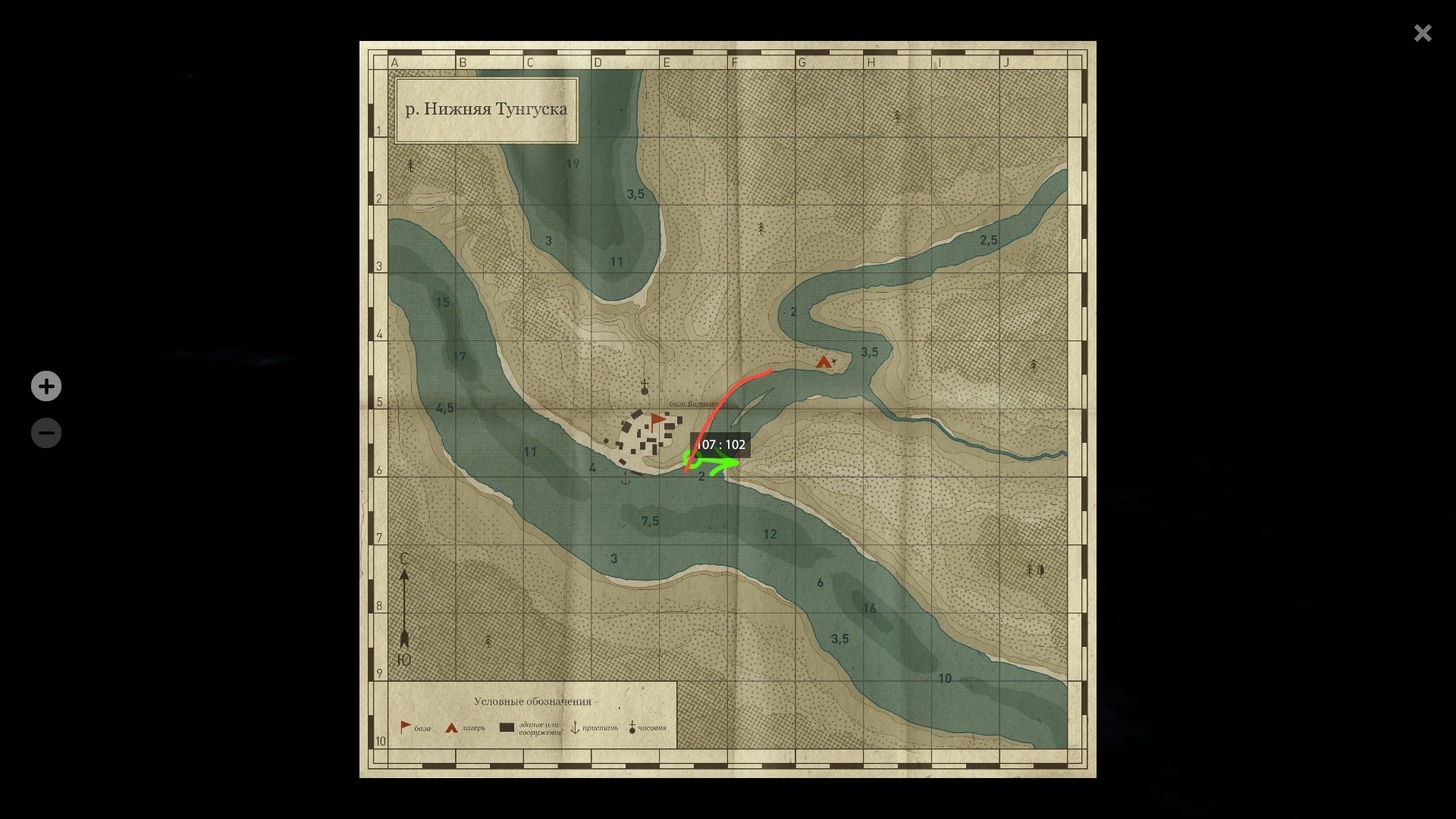 Точка — Река Нижняя Тунгуска