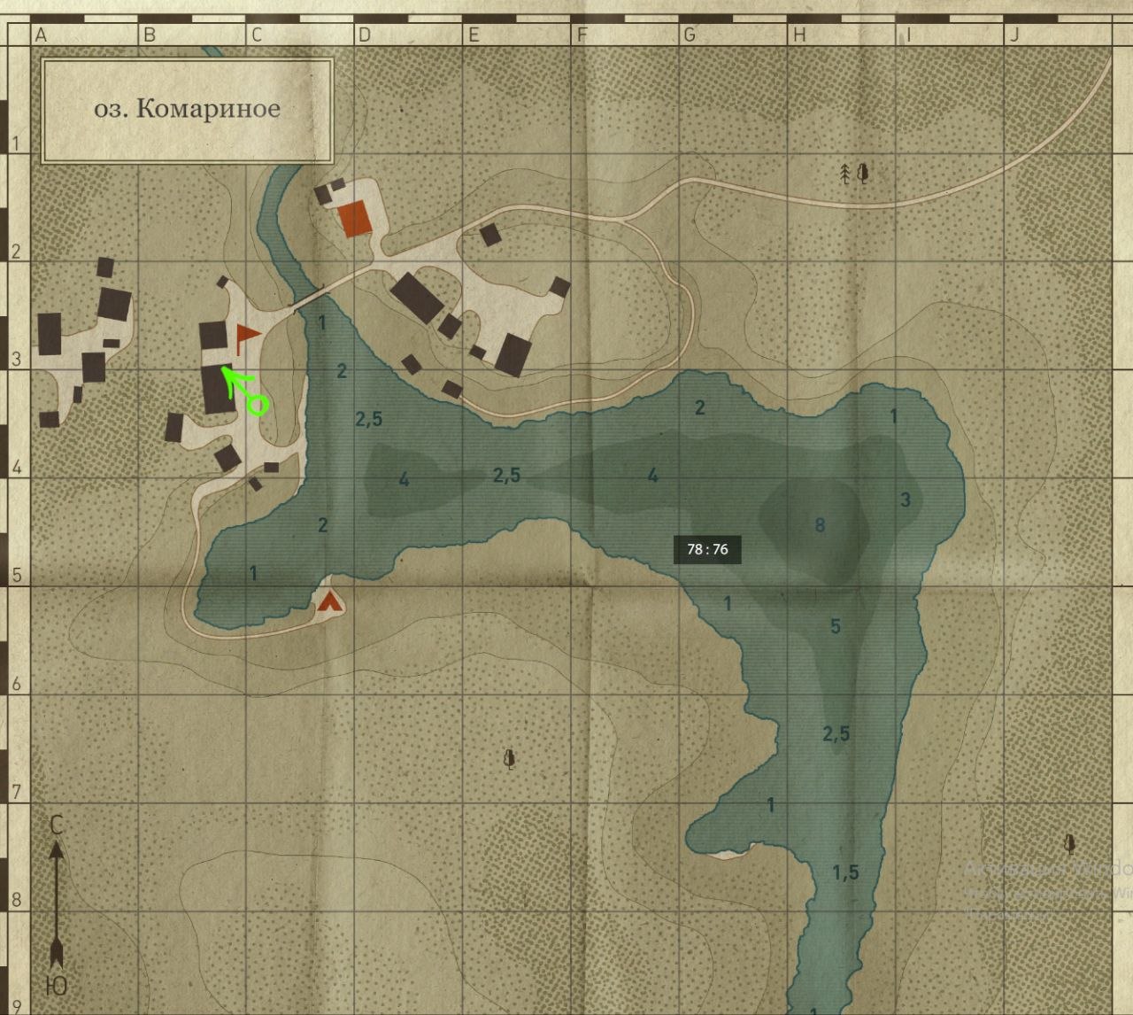 Озеро Комариное — Карта