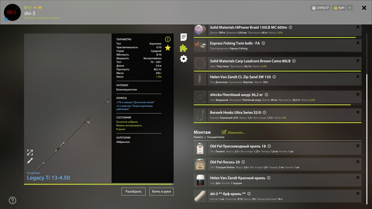 Река Ахтуба — Оснастка