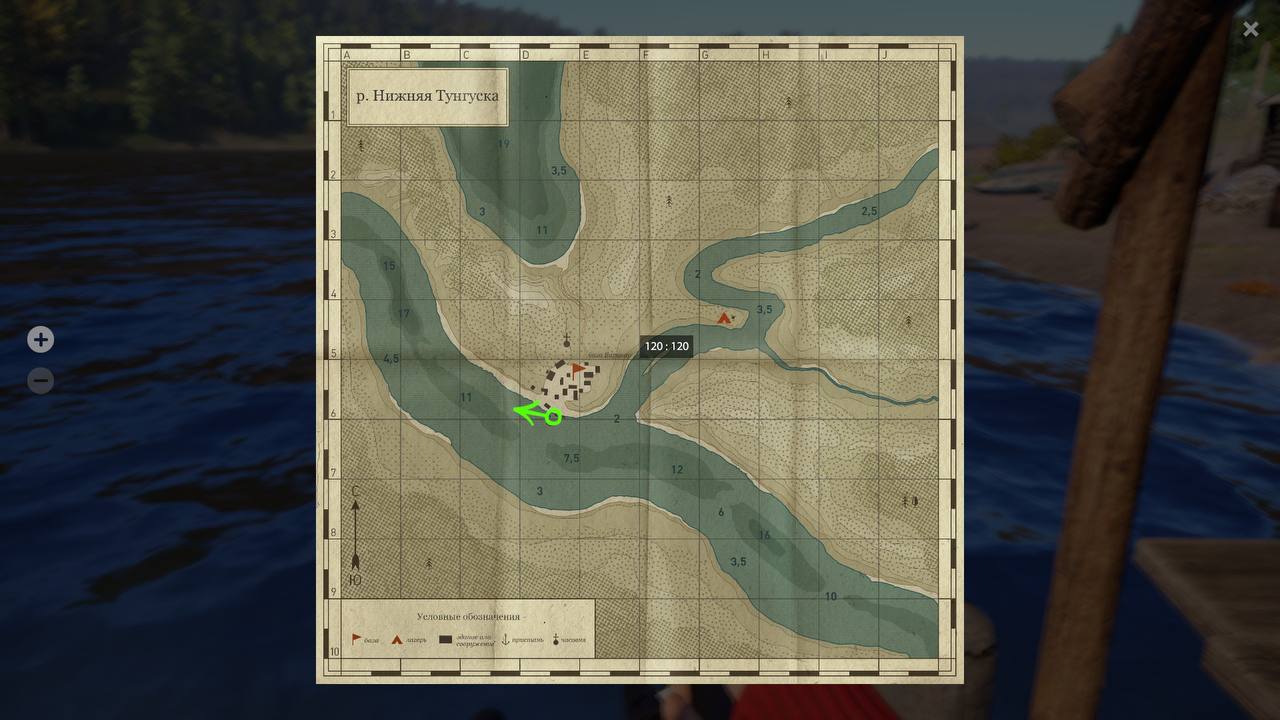 Река Нижняя Тунгуска — Карта