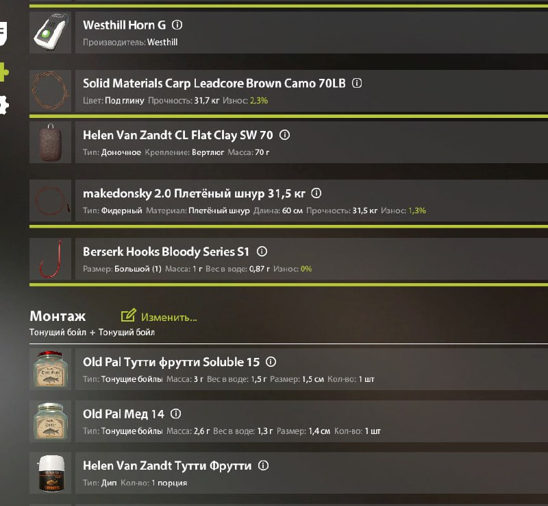 Оснастка (фидер) — Озеро Медное