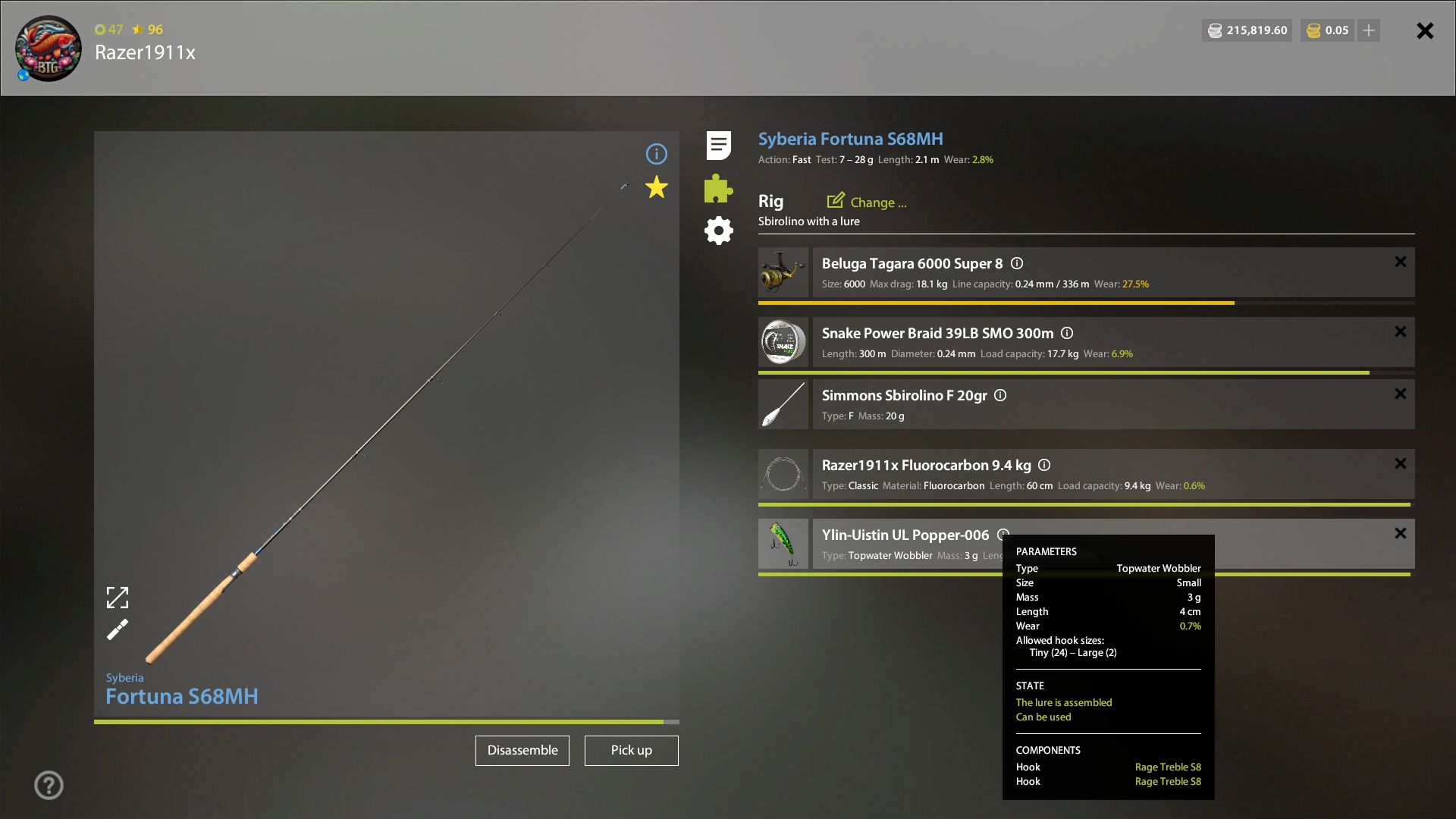 Река Белая — Оснастка (спиннинг)