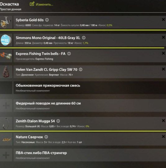 Оснастка (фидер) — Река Вьюнок