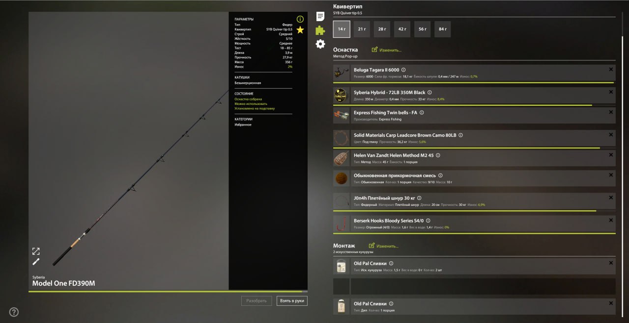 Оснастка (фидер) — Озеро Медное