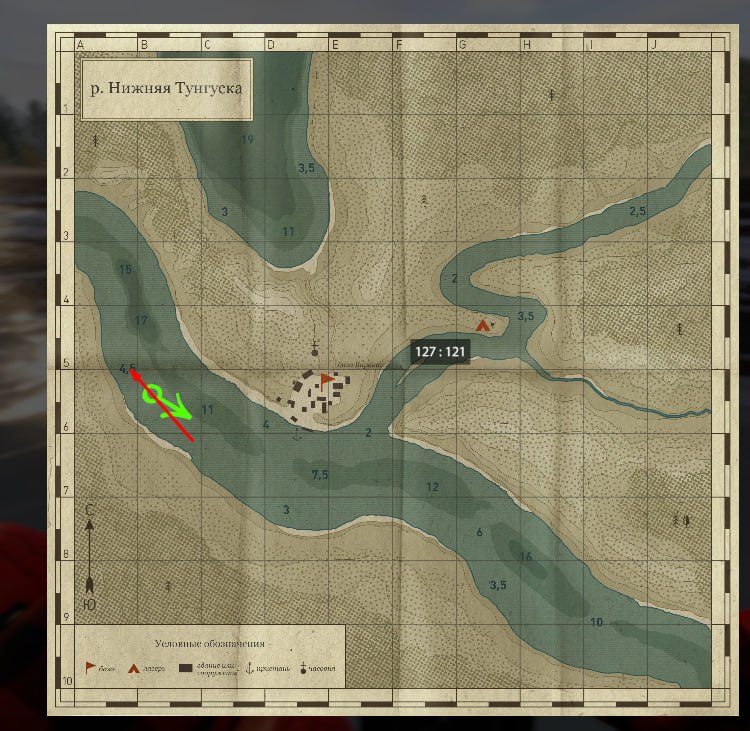 Река Нижняя Тунгуска — Карта