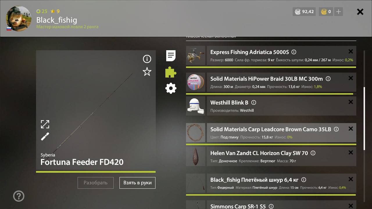 Озеро Старый Острог — Оснастка