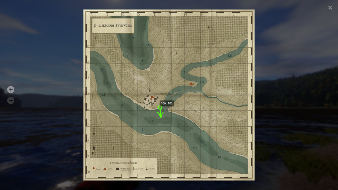 Карта — Река Нижняя Тунгуска