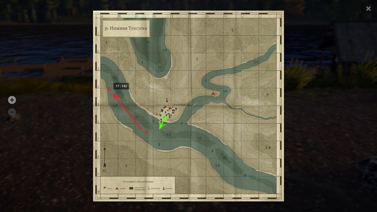 Река Нижняя Тунгуска — Карта